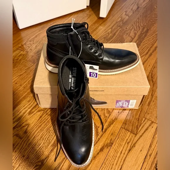 Steve Madden Men’s P-Jelen Black Boots - Picture 3 of 10